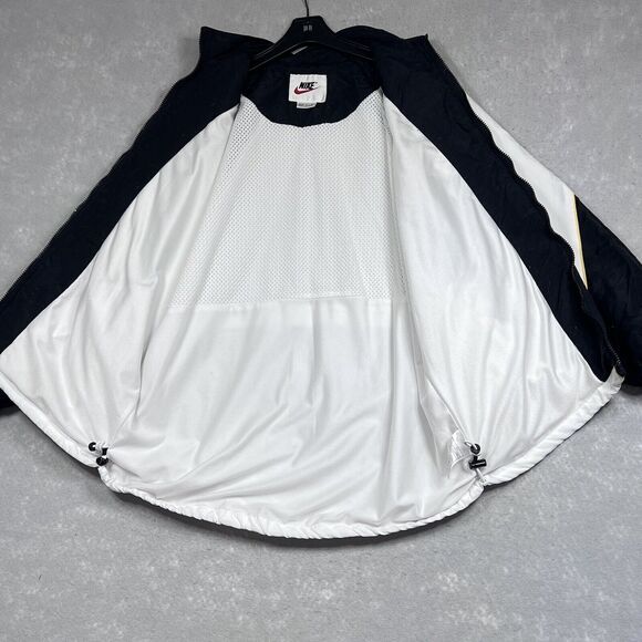 Vintage 90s Nike Windbreaker Jacket Womens Large Black/ White Lined Full Zip - Picture 11 of 14